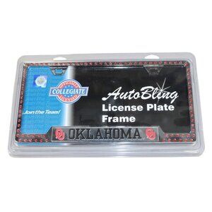 NCAA Oklahoma Sooners Logo Bling Jeweled License Plate Frame Auto Car Truck NIP
